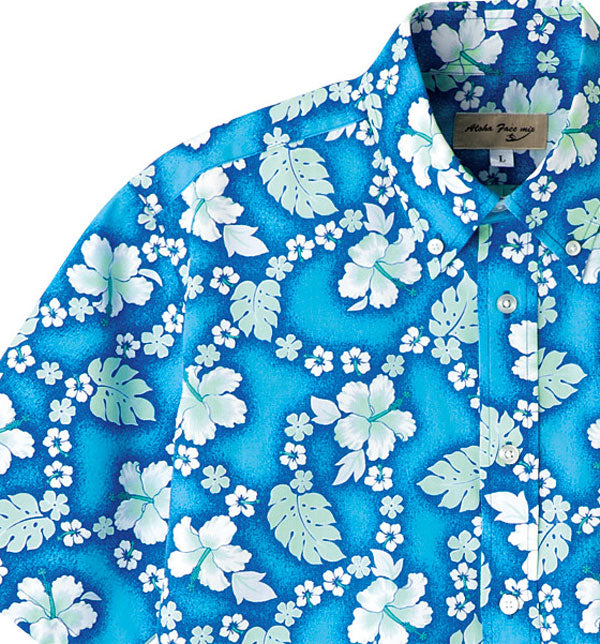 アロハシャツ 半袖シャツ プチハイビスカス柄 男女兼用 3カラー SS〜4Lサイズ LIFEMAX FB4521U 送料無料