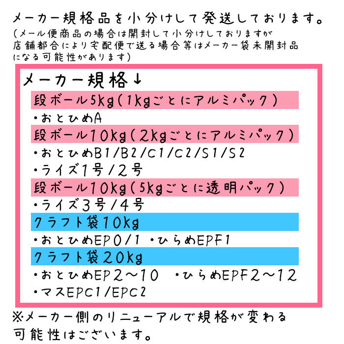 沈降性(沈下性)日清丸紅飼料選べる2種類4kgおとひめ小分け品(★宅配便★※東北・北海道・沖縄は別途送料800円/金魚小屋-希-福岡/3日)