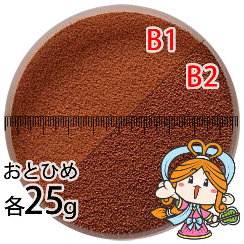 沈降性(沈下性)お試し日清丸紅飼料おとひめB1(0.2~0.36mm)とB2(0.36~0.62mm)の各25g小分け品(メール便/金魚小屋-希-福岡/3日)