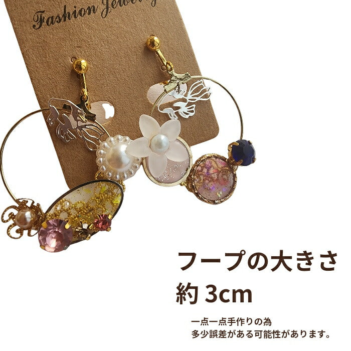 在庫一掃セール/ハンドメイド作家-おんぷ♪/フープ/イヤリング/レジン/金魚(メール便福岡3日)Electrumgiveaway