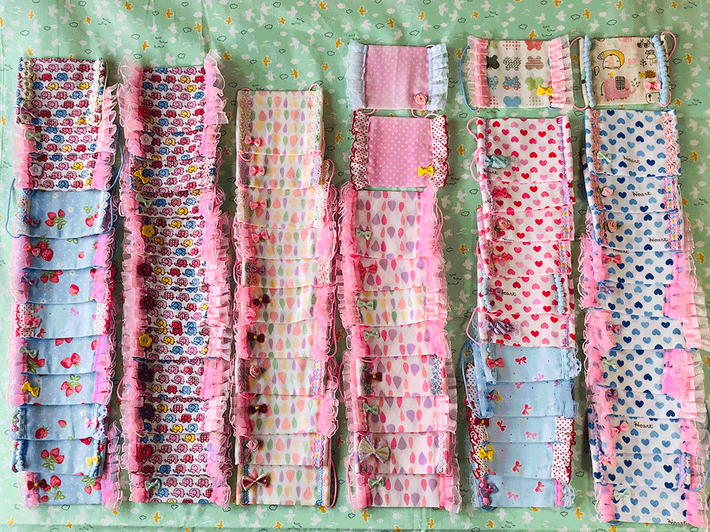 洗える繰り返し使える！子供用レースマスクランダムで2枚/ハンドメイド作家「おんぷ♪」さん作nodhc（福岡在庫）