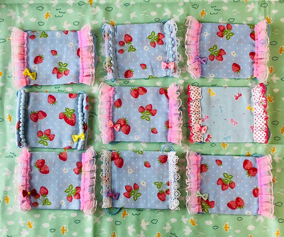 洗える繰り返し使える！子供用レースマスクランダムで2枚/ハンドメイド作家「おんぷ♪」さん作nodhc（福岡在庫）