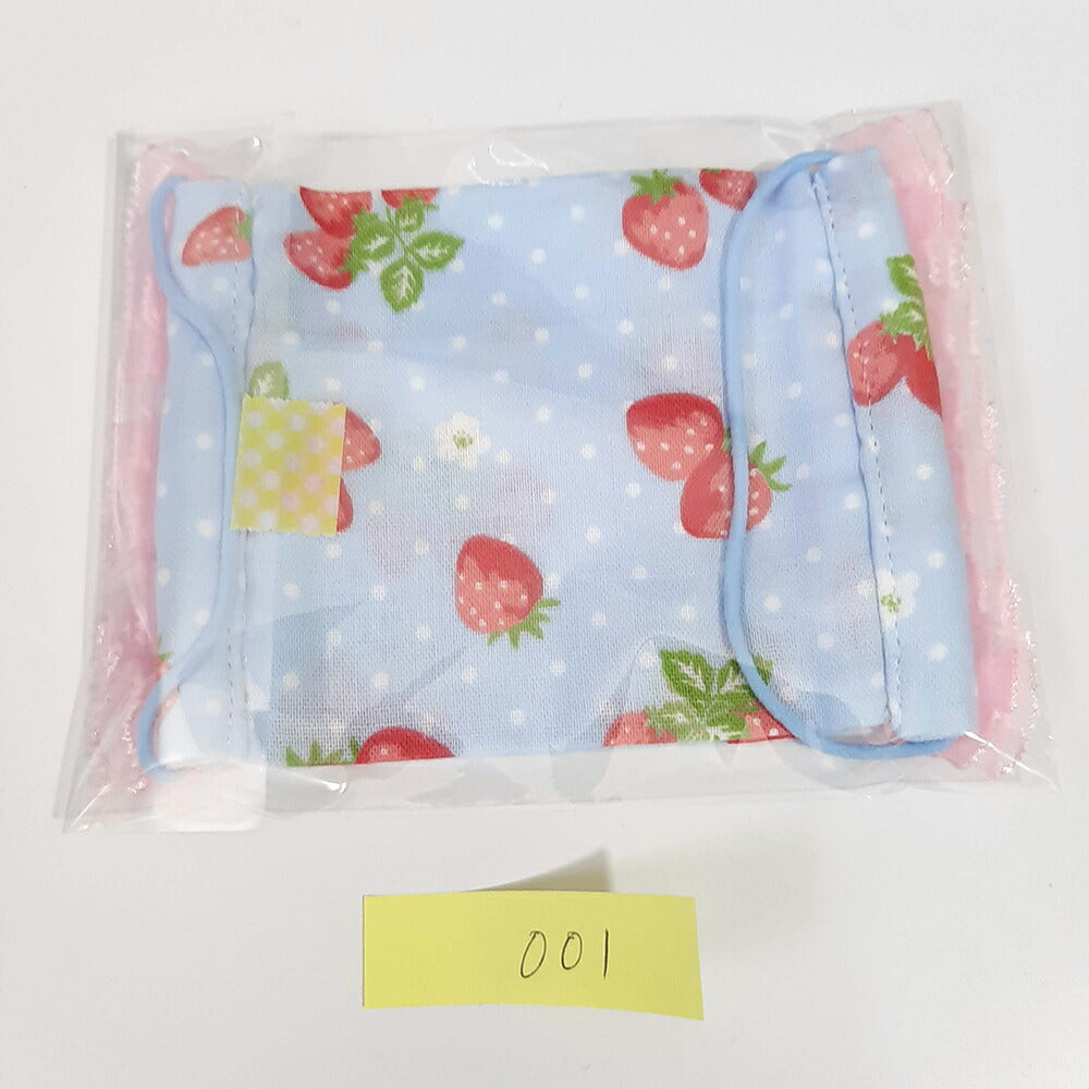 洗える繰り返し使える！かわいい子供用レースマスク1枚ダブルガーゼで綿100%/ハンドメイド作家「おんぷ♪」さん作いちご柄リボン柄nodhc（福岡在庫）