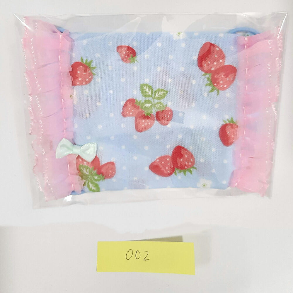 在庫一掃セール ハンドメイド作家-おんぷ♪/子供用ダブルガーゼマスク1枚綿100%いちご柄リボン柄レースマスク(メール便福岡3日)giveaway