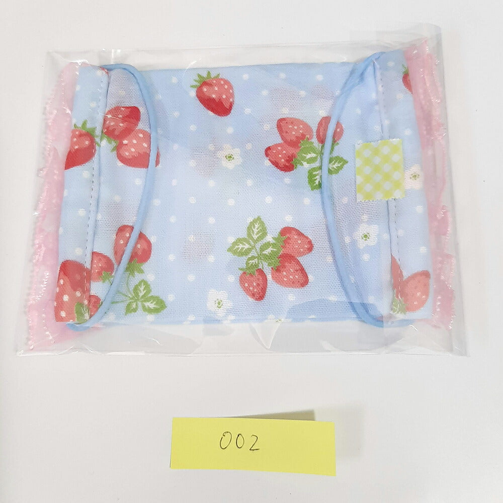 洗える繰り返し使える！かわいい子供用レースマスク1枚ダブルガーゼで綿100%/ハンドメイド作家「おんぷ♪」さん作いちご柄リボン柄nodhc（福岡在庫）