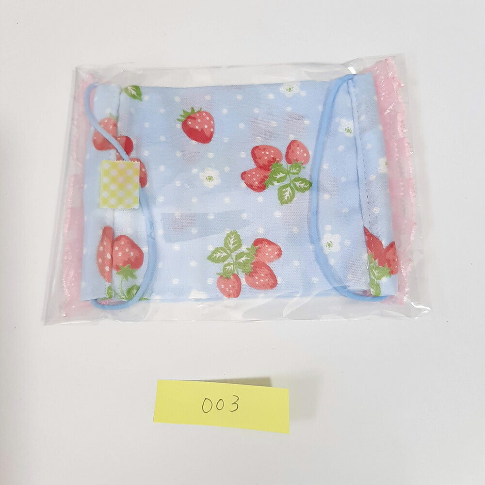 洗える繰り返し使える！かわいい子供用レースマスク1枚ダブルガーゼで綿100%/ハンドメイド作家「おんぷ♪」さん作いちご柄リボン柄nodhc（福岡在庫）