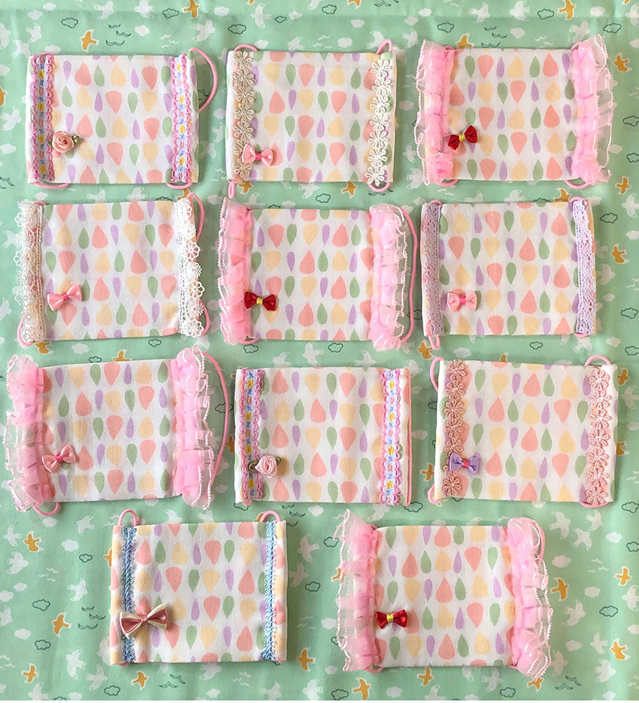 洗える繰り返し使える！子供用レースマスクランダムで2枚/ハンドメイド作家「おんぷ♪」さん作nodhc（福岡在庫）