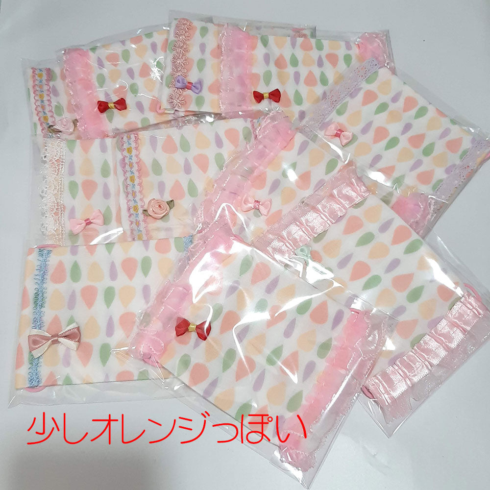 【在庫あり】洗える繰り返し使える！かわいい子供用レースマスク1枚ダブルガーゼで綿100%/ハンドメイド作家「おんぷ♪」さん作水玉柄リボン付きnodhc（福岡在庫）