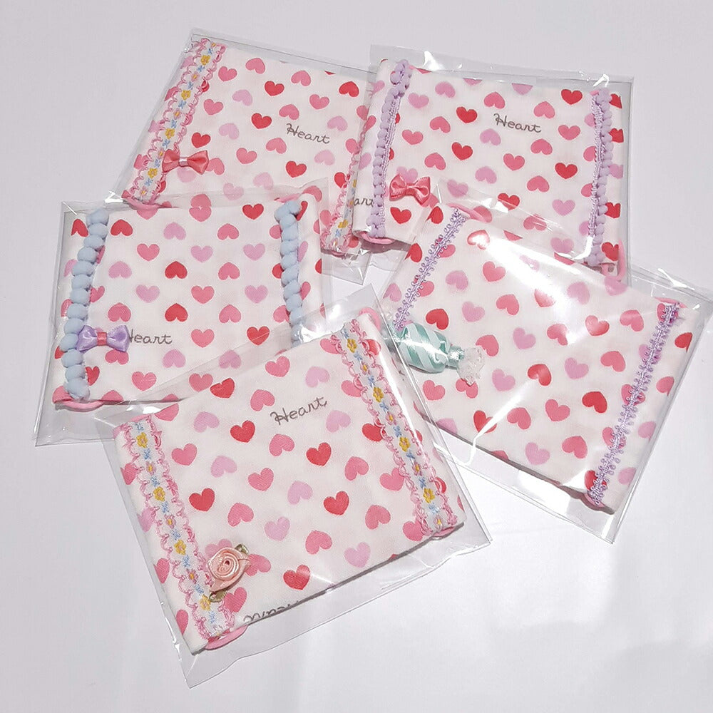 【在庫あり】洗える繰り返し使える！かわいい子供用ダブルガーゼマスク1枚綿100%/ハンドメイド作家「おんぷ♪」さん作ハート柄リボンバラレースnodhc（福岡在庫）