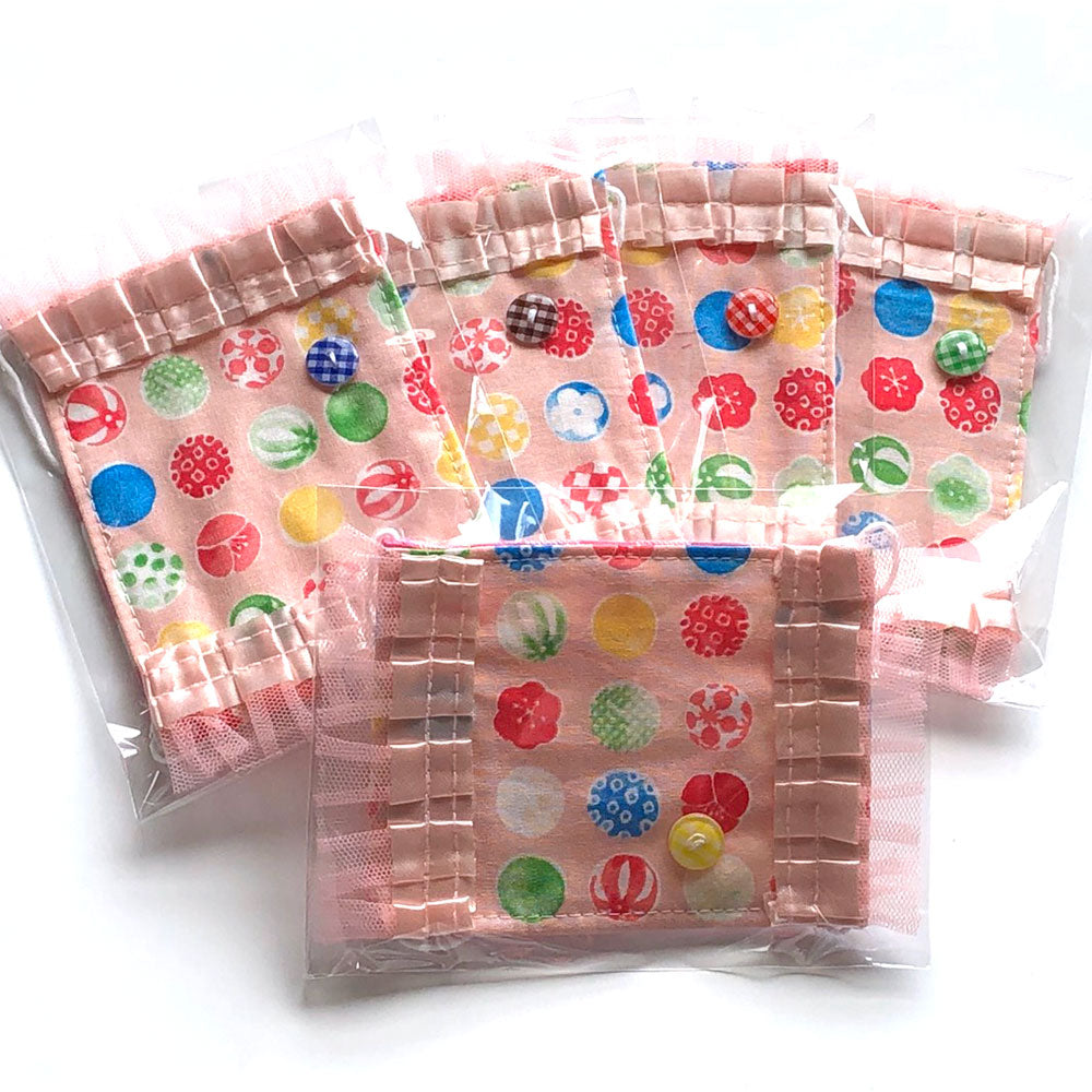 洗える繰り返し使える！かわいい子供用表裏共にダブルガーゼマスク1枚綿100%/ハンドメイド作家「おんぷ♪」さん作毬牡丹などの和柄レースnodhc（福岡在庫）