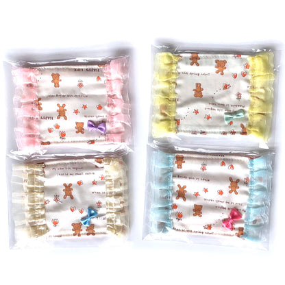 在庫あり即納日本製洗える繰り返し使える！かわいい子供用表綿裏ガーゼ平面マスク1枚綿100%/ハンドメイド作家「おんぷ♪」さん作くまうさぎリボンプリンセス姫レースnodhc（福岡在庫）