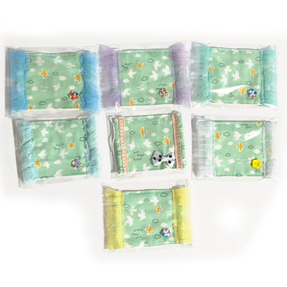 在庫あり即納日本製洗える繰り返し使える！かわいい子供用表綿裏ガーゼ平面マスク1枚綿100%/ハンドメイド作家「おんぷ♪」さん作鳥ボタンプリンセス姫レースマスクnodhc（福岡在庫）