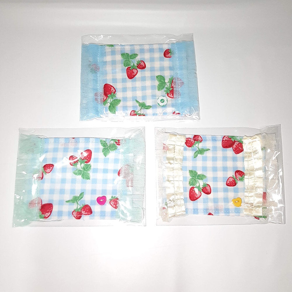 在庫あり即納日本製洗える繰り返し使える！かわいい子供用表綿裏ガーゼ平面マスク1枚綿100%/ハンドメイド作家「おんぷ♪」さん作いちご柄ハートボタンチェックストライププリンセス姫レースマスクnodhc（福岡在庫）
