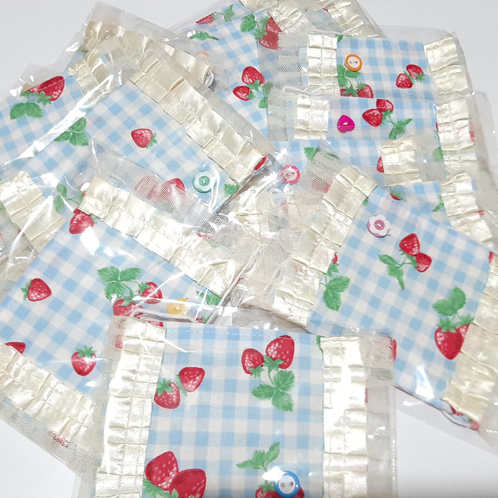 在庫あり即納日本製洗える繰り返し使える！かわいい子供用表綿裏ガーゼ平面マスク1枚綿100%/ハンドメイド作家「おんぷ♪」さん作いちご柄ハートボタンチェックストライププリンセス姫レースマスクnodhc（福岡在庫）