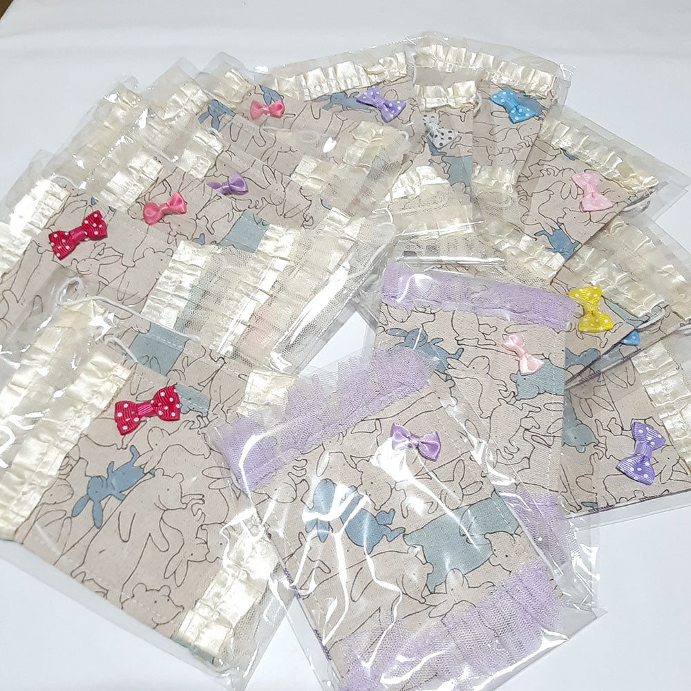 在庫あり即納日本製洗える繰り返し使える！かわいい子供用表綿裏ガーゼ平面マスク1枚綿100%/ハンドメイド作家「おんぷ♪」さん作アニマル柄リボンハートボタンチェックうさぎくまプリンセス姫レースマスクnodhc（福岡在庫）