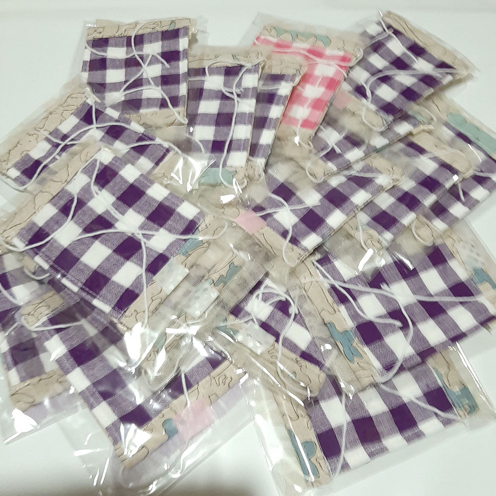 在庫あり即納日本製洗える繰り返し使える！かわいい子供用表綿裏ガーゼ平面マスク1枚綿100%/ハンドメイド作家「おんぷ♪」さん作アニマル柄リボンハートボタンチェックうさぎくまプリンセス姫レースマスクnodhc（福岡在庫）