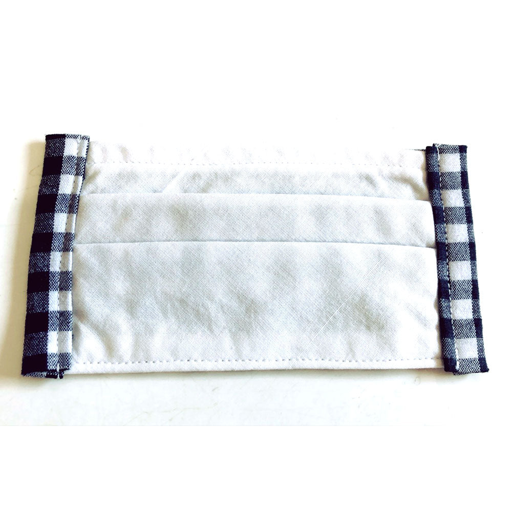 洗える繰り返し使える！大人用チェック柄ポケット付きプリーツマスク表インド綿裏地綿100%/ハンドメイド作家「porte-bonheur【ポルト-ボヌール】」さん作nodhc（福岡在庫）
