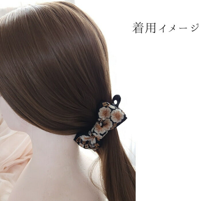 インド刺繡リボン/バンスクリップ/大人ヘアアクセサリー/リボン/髪飾り/ハンドメイド/まとめ髪/アップスタイル/sakuran/さくらん(メール便福岡3日)Electrumgiveaway