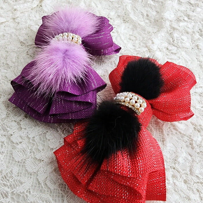 インド刺繡リボン/ミニヘアゴム/ヘアアクセサリー/リボン/髪飾り/ハンドメイド/1個入/子供用/sakuran/さくらん(メール便福岡3日)Electrumgiveaway