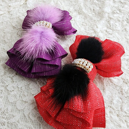 インド刺繡リボン/ミニヘアゴム/ヘアアクセサリー/リボン/髪飾り/ハンドメイド/1個入/子供用/sakuran/さくらん(メール便福岡3日)Electrumgiveaway