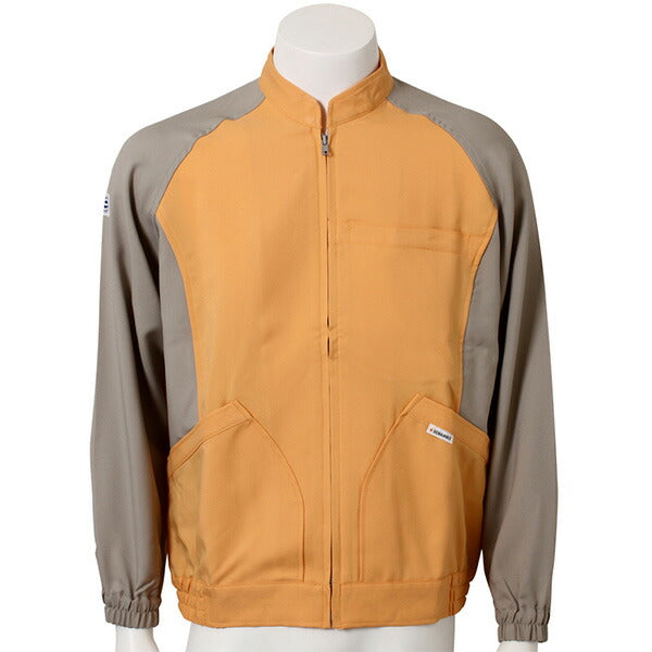 作業ブルゾン 長袖作業服 Ｓサイズのみ オレンジ×グレー（ベージュ系） 帯電防止素材 ■アウトレット特価からさらに値下げ！！■【メール便で送料無料】