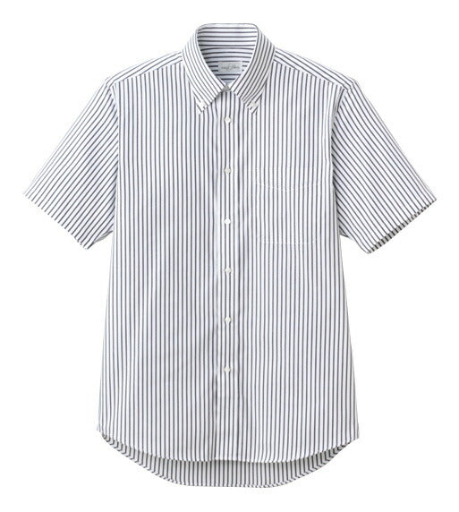 ボタンダウンシャツ 半袖シャツ ストライプ柄 男女兼用 9カラー SS〜4Lサイズ LIFEMAX  FB4509U 送料無料