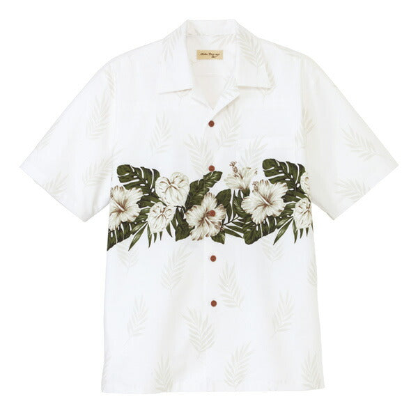 アロハシャツ 半袖シャツ ボーダー花柄 男女兼用 3カラー SS〜4Lサイズ LIFEMAX  FB4517U 送料無料