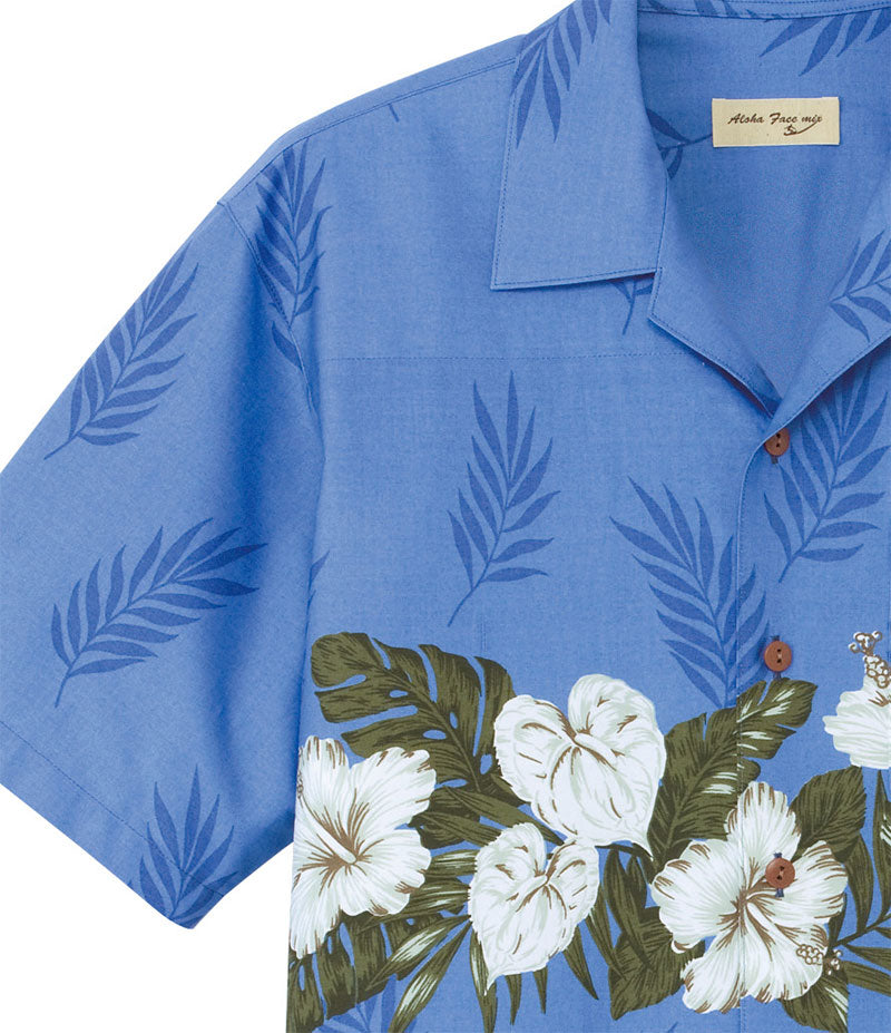 アロハシャツ 半袖シャツ ボーダー花柄 男女兼用 3カラー SS〜4Lサイズ LIFEMAX  FB4517U 送料無料