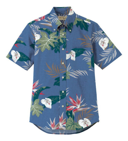 ボタンダウン アロハシャツ 半袖シャツ 花全柄 男女兼用 3カラー SS〜4Lサイズ LIFEMAX  FB4518U 送料無料