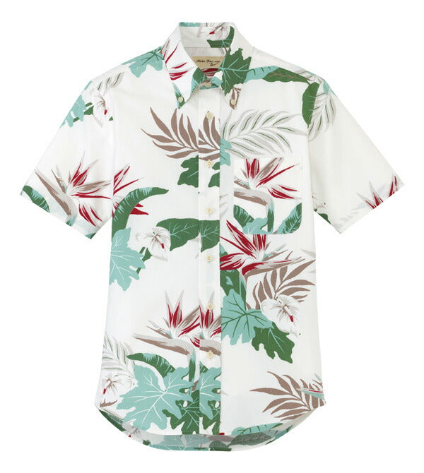 ボタンダウン アロハシャツ 半袖シャツ 花全柄 男女兼用 3カラー SS〜4Lサイズ LIFEMAX  FB4518U 送料無料