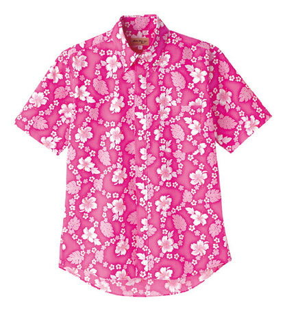 アロハシャツ 半袖シャツ プチハイビスカス柄 男女兼用 3カラー SS〜4Lサイズ LIFEMAX  FB4521U 送料無料