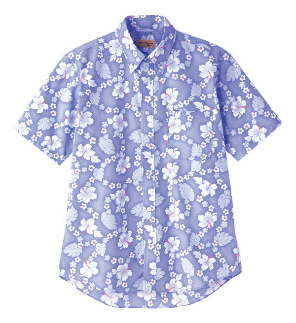 アロハシャツ 半袖シャツ プチハイビスカス柄 男女兼用 3カラー SS〜4Lサイズ LIFEMAX  FB4521U 送料無料