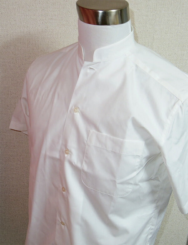 半袖スタンドカラーシャツホワイト４Ｌサイズアウトレット特価メール便発送で送料無料H2