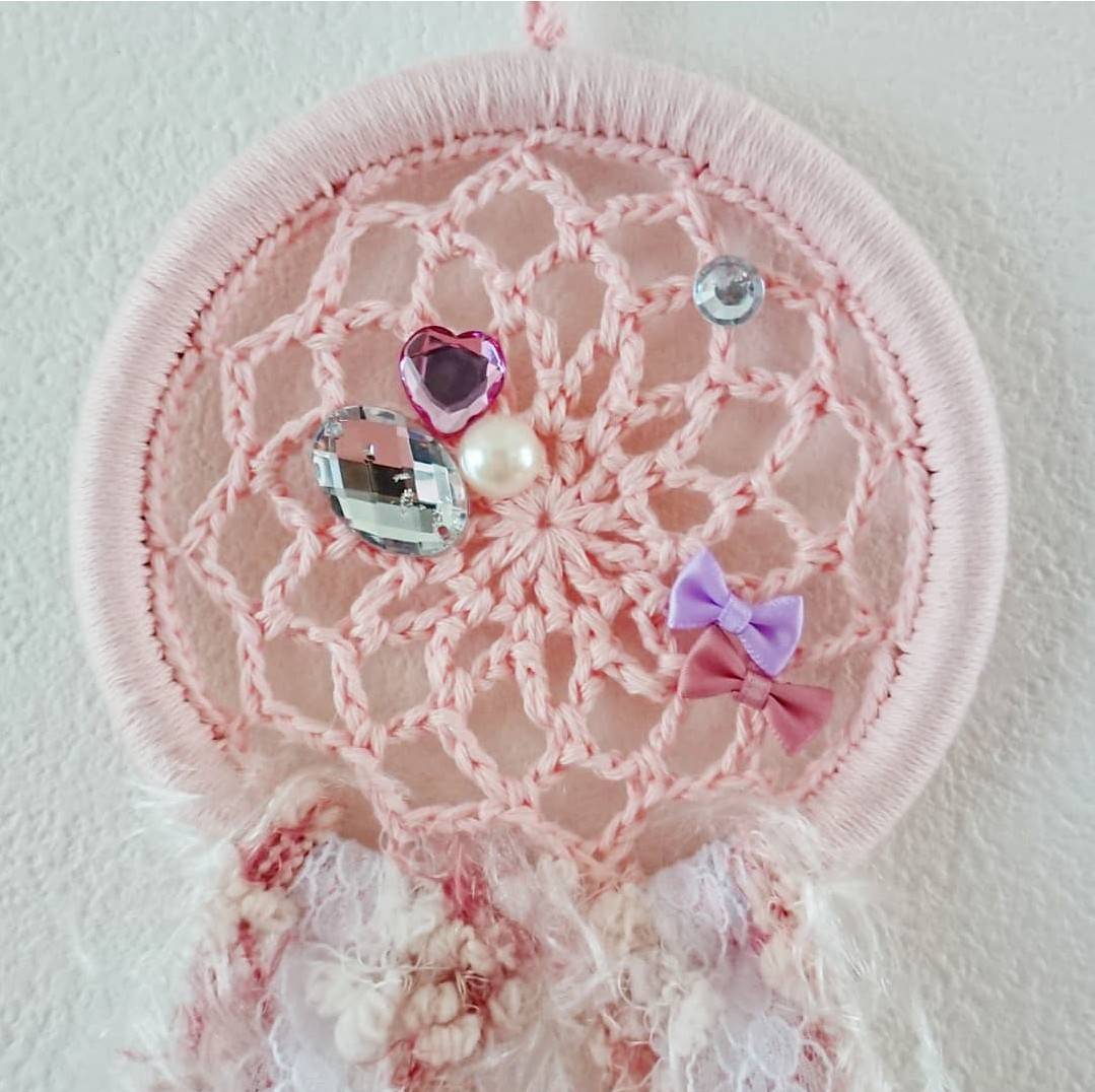 インスタグラムmiaiaiガーリードリームキャッチャー(大)福岡在庫（インテリア・お守り・ナチュラル・ポップ・手編み・ハンドメイド・キッズ・レース）