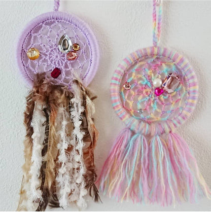 インスタグラムmiaiaiガーリードリームキャッチャー(中)福岡在庫（インテリア・お守り・ナチュラル・ポップ・手編み・ハンドメイド・キッズ・レース）