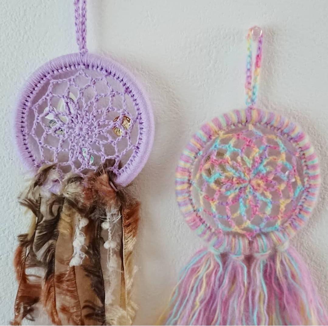 インスタグラムmiaiaiガーリードリームキャッチャー(中)福岡在庫（インテリア・お守り・ナチュラル・ポップ・手編み・ハンドメイド・キッズ・レース）