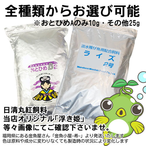 お試し日清丸紅飼料選べる2種類！各25gの合計50g小分け品(メール便／金魚小屋-希-福岡／3日)メダカ金魚鯉熱帯魚